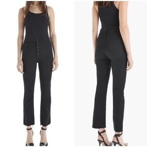 MOTHER The Pixie Dazzler Ankle Fray Jeans Sz 26 Not Guilty Black Button Fly NWT